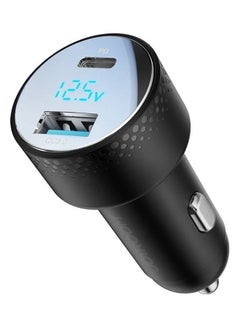 اشتري Adapter 53W Super Fast Charging Type C Usb Car Charger Pd35W Qc3.0 And Pps25W Led Voltage Display For Iphone 14 13 12 Pro Max Samsung Galaxy S22 S21 Ipad Pro Black في مصر