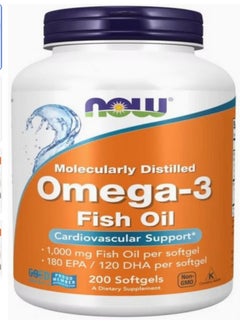 Buy Omega-3 1000mg, Molecularly Distilled 200 Fish Softgels 180 EPA /120 DHA in UAE