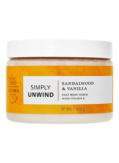 Buy Simply Unwind Sandalwood & Vanilla Salt Body Scrub Clear 482grams in UAE