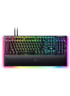 Buy BlackWidow V4 Pro Wired Gaming Keyboard Green Mechanical Switches Tactile And Clicky Doubleshot Abs Keycaps Command Dial Programmable Macros Chroma Rgb Magnetic Wrist Rest in UAE