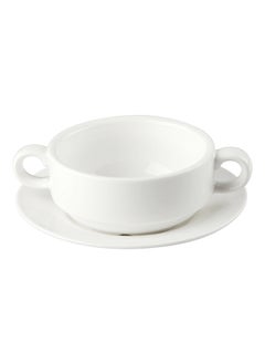 Buy Porcelain Soup Bowl With Saucer 15.5cm White 15.5cm in UAE