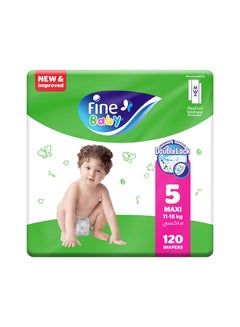 اشتري Baby Diapers Size 5 (11-18Kg) Maxi, 120 Count  With The New Double Lock Leak Barriers في الامارات
