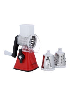 اشتري 3 Interchangeable Blades Rotary Grater Red/Silver في السعودية