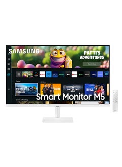 Buy 27 inch Smart Monitor 27CM501 FHD Flat Monitor With Smart TV experience, Remote & Speaker | Wireless & Wired Mobile, Laptop & PC Connectivity with WIFI, Bluetooth, LS27CM501EMXUE White in Saudi Arabia