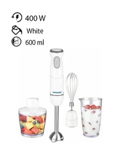 Buy 4-In-1 Countertop Hand Blender Set With Chopper/Calibrated Beaker And Whisk 600.0 ml 400.0 W SHB-184JCW White in UAE