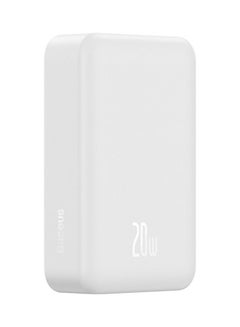 اشتري 20000.0 mAh 20000mAh MagSafe Magnetic Mini Wireless Fast Charge Powerbank 20W Portable Charger For iPhone 14, 13, 12 Series, iPad And Many More - White في الامارات