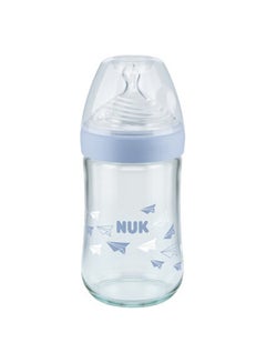 Buy Glass Bottle With Silicone Teat 240ml - Assorted in Saudi Arabia