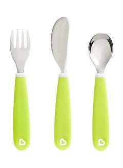 Buy Splash Toddler Cutlery Set Fork, Knife & Spoon, Green in UAE