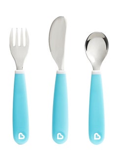 Buy Splash Toddler Cutlery Set Fork, Knife & Spoon, Blue in Saudi Arabia