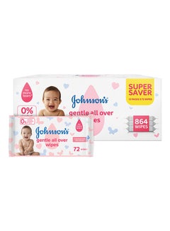 Buy Gentle All Over Wipes – Super Saver Pack 8 + 4 Free, 12x72, 864 Wipes in UAE