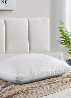 Buy Comfortable Strip Hotel Pillow Microfiber White 75x50cm in Saudi Arabia