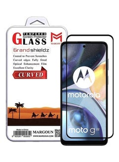 Buy Moto G22 Screen Protector Tempered Glass Full Glue Back Black Side in UAE