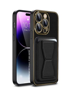 اشتري iPhone14 Pro Max Case Cover Kickstand And Wallet Case Black في الامارات
