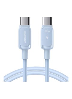 اشتري 100W Power Delivery PD Fast Charge Cable USB C To USB C Compatible For iPad Mini 6 MacBook Pro 2021 14 16 Inch MacBook Air iPad Pro 12.9 Inch Samsung S23 Plus Huawei P40 1.2 Meter Blue في مصر