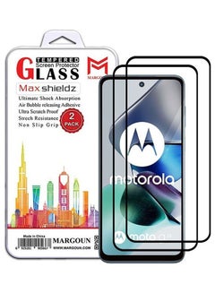 Buy 2 Pack For Moto G23 Screen Protector Tempered Glass Full Glue Back Black Side in UAE