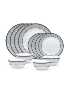 Buy 12-Piece Larah By Borosil Spring Fall Opal Dinner Set Black/White in UAE