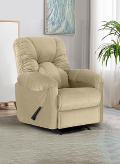 اشتري Velvet Upholstered Classic Recliner Chair With Bed Mode Light Beige 90x100x80cm في السعودية