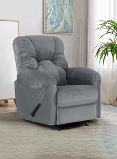 اشتري Velvet Upholstered Classic Recliner Chair With Bed Mode Grey 90x100x80cm في السعودية