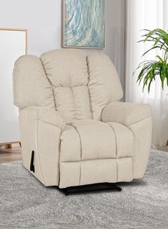 Buy Linen Upholstered Classic Recliner Chair With Bed Mode Light Beige 90x100x80cm in Saudi Arabia