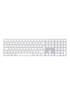 Buy Magic Keyboard with Numeric Keypad: Wired, Wireless/Bluetooth, Rechargeable. Multimedia Keys, Works with Mac, iPad, or iPhone – French Silver/White in UAE