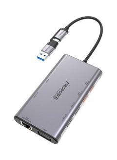 Buy E Usb C Hub 9 In 1 4K Multi Display Aluminum With Dual Hdmi 1080P Vga Port 1000Mbps Lan 20W Power Usb 3.0 And Usb 2.0 Ports For Macbook Pro Dell Lenovo Hp Silver in UAE