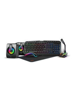 Buy 5 In 1 Ultimate Gaming Kit Layout 104Keys US Arabic Omni Directional Mic RGB Lighting Mouse Black in UAE