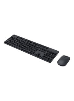 اشتري Wireless Lightweight 2.4GHz Portable Full Size 104 Keys Keyboard Mouse Set Black في مصر