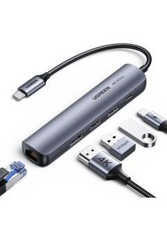 Buy USB C Hub 5-in-1 Type C Adapter with Ethernet Multiport Converter with 4K HDMI RJ45 Ethernet 2 USB Ports PD Charging for MacBook Pro Air M1 2021 iPad Pro 2021 Silver in Saudi Arabia