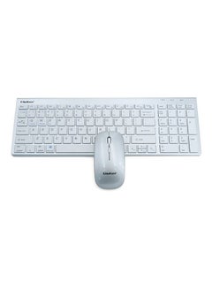 Buy Wireless Keyboard Mouse Combo Compact Full Size Set 2.4G Bluetooth Three Mode Ultra Thin And Quiet Profile Design For Windows Computer Desktop Pc Silver/White in UAE