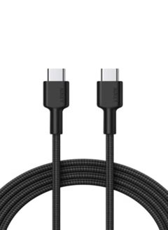 Buy USB 2.0 Braided Nylon Type C To Type C Cable 0.9M Black in Saudi Arabia