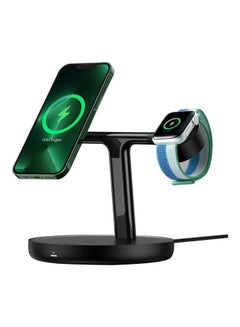 Buy 3-in-1 Wireless Charger, Support 20W iPhone Fast Charging, Air Pods Charging Station, for iPhone 15 Pro Max/Plus 14/13/12 Series- Apple Watch Charger not Included Black in UAE