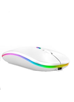 Buy Rechargeable Wireless Computer 2.4G Portable Slim Cordless Mouse Slient Endurance Optical For Laptop Or Desktop White in UAE
