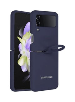 Buy Samsung Galaxy Z Flip 4 Silicone Case With Finger Ring Blue in UAE