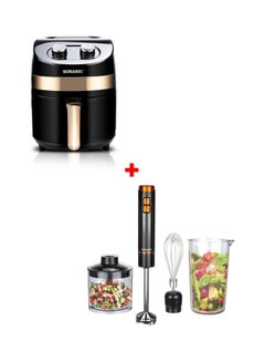 Buy Manual Air Fryer With 4-In-1 Hand Blender Set With Chopper And Whisk 700 ml 250W 3.2 L 1000.0 W SAF-320/SHB-185JCW Bundle Black/Gold in UAE