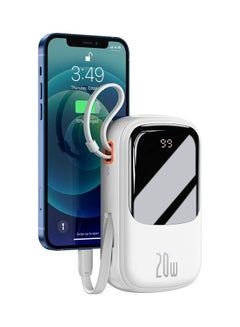 Buy 20000.0 mAh 20000mAh Digital Display Quick Charge Power Bank Built-in iPhone Lightning Cable And 3 Outputs for iPhone 14, 14 Plus, 14 Pro, 14 Pro Max And iPhone 13, 12 And Many More White in UAE