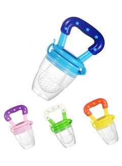 Buy Baby Food Feeder,4 Pieces Teething Dummy Fresh Fruit Pacifier Infant Silicon Pacifier Fruit Teethers For Supplement Feeding in UAE