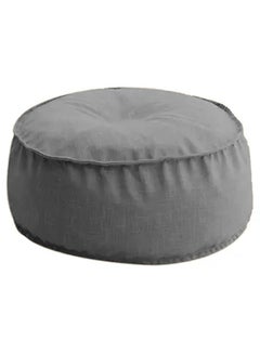 Buy Round Decorative Linen Floor Cushion Light Grey 70x25cm in Saudi Arabia