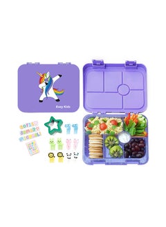 اشتري Bento Lunch Box, 6 Compartment, Bpa Free, Microwable, Dishwasher Safe, Back To School Season, Made Of Triton, Unicorn Purple في السعودية
