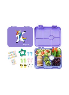 Buy Bento Lunch Box, 6 Compartment, Bpa Free, Microwable, Dishwasher Safe, Back To School Season, Made Of Triton, Unicorn Purple in Saudi Arabia