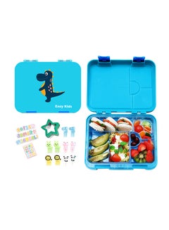 اشتري Bento Lunch Box, 6 And 4 Convertible Compartment, Bpa Free, Microwavable, Dishwasher Safe, Back To School Season, Made Of Triton, Free Sandwich Cutter, Dinosaur Blue في السعودية