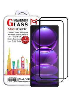 Buy 2 Pack For Xiaomi Redmi Note 12 Pro+ Screen Protector Tempered Glass Full Glue Back Clear in UAE