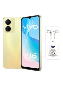 Buy Y16 Dual SIM Drizzling Gold 4GB RAM 64GB With  Wired Earphone and Ring Phone Holder in UAE
