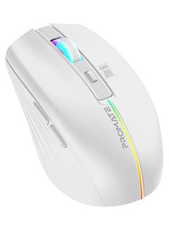 اشتري Wireless Mouse, Ergonomic 500mAh Rechargeable Led Backlit Mice With Adjustable 1600Dpi, 6 Functional Buttons, Rgb Modes And 2.4Ghz Wireless Transmission For Macbook Air, Dell Xps 13, Asus White في الامارات