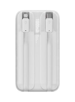Buy 10000.0 mAh Portable Charger Power Bank Built-In Dual Fast Charging Cables Lightning For Iphone And Usb C Android Devices White in UAE