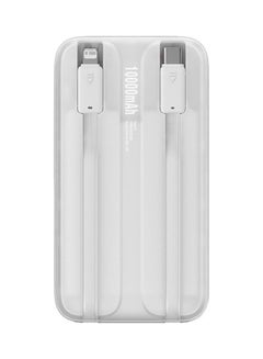 اشتري 10000.0 mAh Portable Charger Power Bank Built-In Dual Fast Charging Cables Lightning For Iphone And Usb C Android Devices White في الامارات