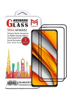 اشتري 2 Pack For Xiaomi Poco F3 Screen Protector Tempered Glass Full Glue Back Side Black في الامارات