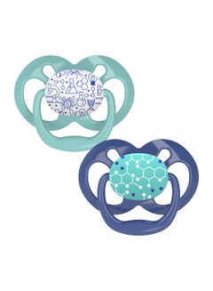 Buy Advantage Stage 2 Pacifier, 6-18 Months, Pack Of 2 - Sky Blue/Navy Blue in UAE