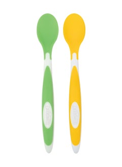 Buy Soft-Tip Spoon, Pack Of 2 - Yellow/Green in UAE