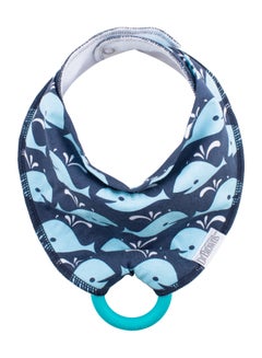 Buy Bandana Bib With Teether, Pack Of 1, Blue Bib With Turquoise Teether - Whales in Egypt