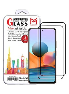 اشتري 2 Pack For Xiaomi Redmi Note 10 Pro Max Screen Protector Tempered Glass Full Glue Back Side Black في الامارات